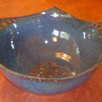 serving bowl with unity knot sky blue