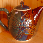 tea pot sky blue amber dragonfly