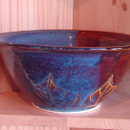 serving bowl leafs skyblue:amber