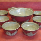 serving bowl+soup bowl leaf green